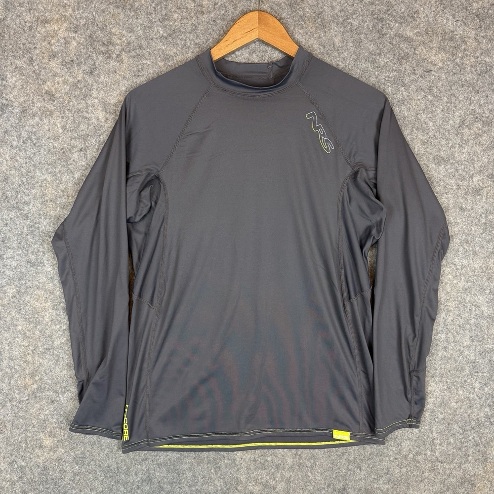 NRS Rash Guard Mens Medium Gray H2Core Stretch Swim Paddle Raft Surf Beach